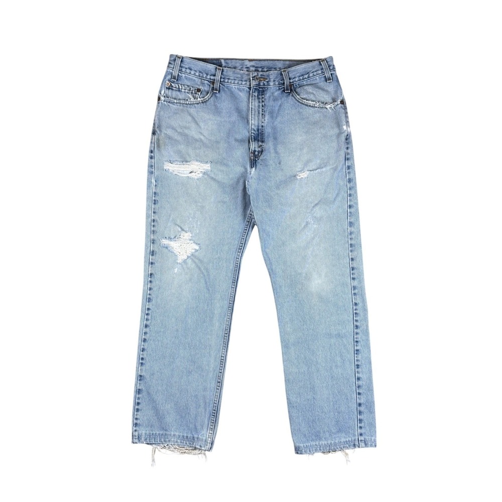 Vtg Levi's 505 Men's Jeans 34x28.5 Light Wash Distressed Hemmed‎ Vintage Y2K